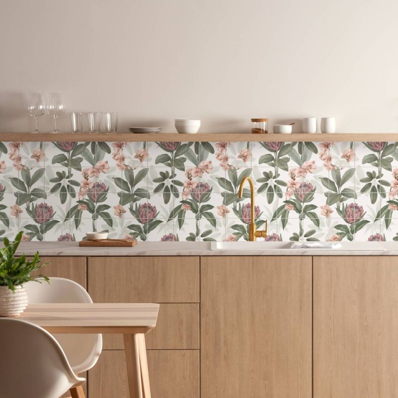 Exotic Paradise 16-Tile Panel | Glazed Kitchen Tile | Original Style